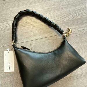 NIRVANA AUPEN: Opulent Calfskin Leather & Gold-Tone Bag